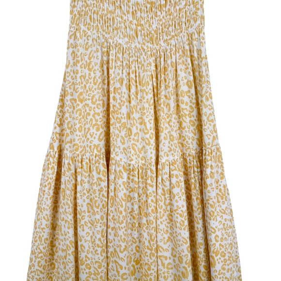 Holly Molly Yellow print Smocked Maxi Dress Size Small Tiered - Picture 7 of 9